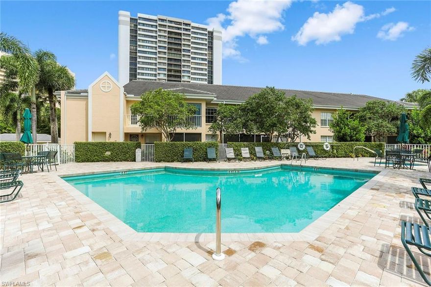 LOCATION! Charming, clean and sophisticated 1st-floor condominium (no stairs). Private, quiet, sunny setting at the END of 36 units, private pool/spa community in sought-after Pelican Bay. HW floors, plantation shutters, spacious master suite with walk-in closet, dual vanity sink & separate tub/shower. Large den can be 3rd bedroom or office. Assigned covered parking. Screened lanai. NEW water heater, AC, dishwasher, SS refrigerator, washer & dryer. PRIME location, SW of Pelican Bay Blvd, steps to shopping/restaurants/culture at Waterside shops & Artis-Naples AND exclusive amenities: 3 miles of pristine beach & 2 private beach areas with cabana service, beachside restaurants/bars, kayak/canoeing, 15 Har-Tru tennis courts, state-of-the-art fitness center, spa and Beachside fitness classes. Golf membership available. Pets (1) allowed upon board approval.