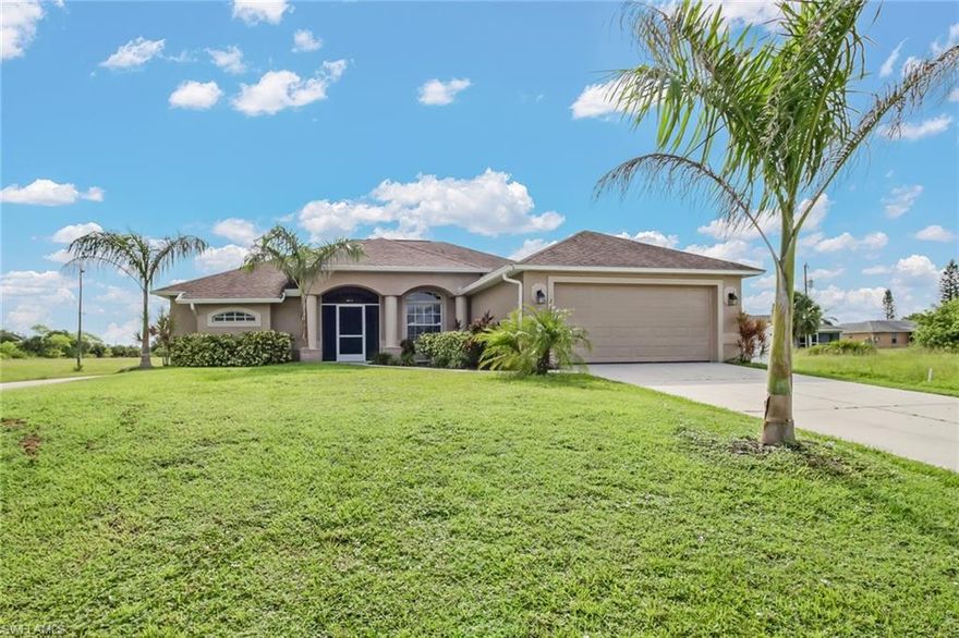 Your search is over, come check out this 4-bedroom 2 bath home in NE Cape. This corner lot southern exposure home was built in 2007 and boasts 2100 sf of living area! The great room has a high ceiling floor plan with ceramic tile, spacious and well-lit. Master bedroom is huge and has new carpet! Master bath features a large soaking tub with new ceramic tile. Enjoy the large kitchen with Corian countertops, breakfast bar and double sink. Interior and exterior have been painted, ready for you! Loads of outdoor space perfect for outdoor living, including a great above ground pool, banking sliders, white privacy fence, large paver patio area and outdoor storage shed. 2 car garage with epoxy floor and the list goes on!!  Close to restaurants, shopping, and schools this will not last long in this market, make your appointment today!!!