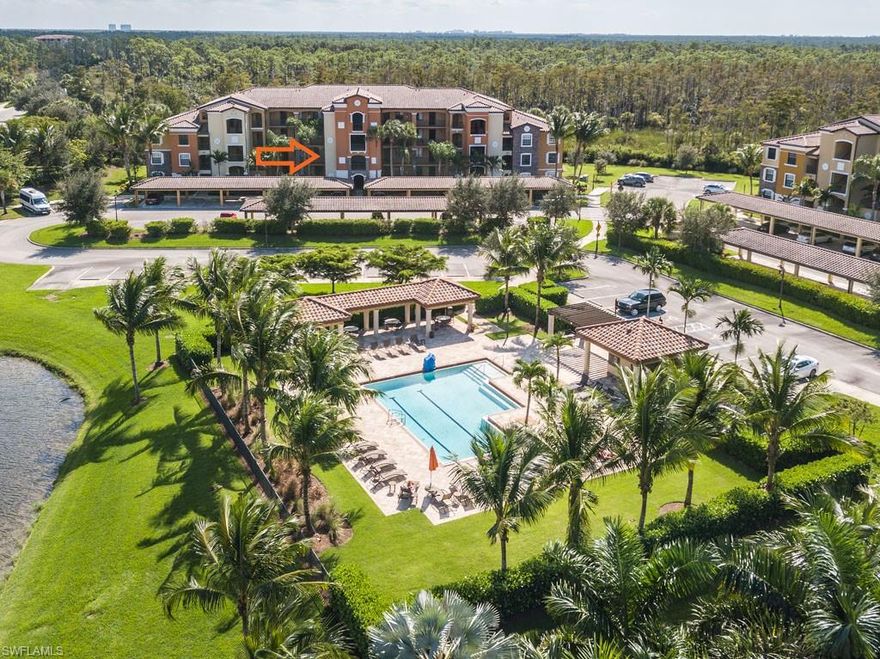 GOLF MEMBERSHIP INCLUDED. This 2/2 2nd floor condo is offered turn-key furnished and includes tile in the living areas, 46-inch upper kitchen cabinets, granite countertops, hurricane resistant windows and sliders, breakfast room. Treviso Bay's incredible amenities include a resort style pool with amazing Tiki Bar and great food, state-of-the-art gym, yoga fitness center, saunas, full onsite spa, brand new golf pro shop, and the incredible Clubhouse Bar and Grill restaurant. There are 8 pickelball courts and 8 har-tru tennis courts and plenty of hiking and biking trails. Downtown Naples and the beautiful white sandy beaches are just 10-15 minutes away. Treviso Bay boasts a beautifully maintained 18 hole TPC golf course designed by Arthur Hills. Prepare to be amazed by this beautiful home and its surroundings!