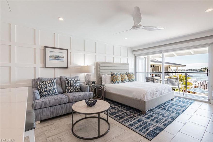 Exquisitely decorated and custom finished efficiency condo in the premier investment Condo/Hotel: The Cove Inn in Olde Naples.  This beautiful condo was completely renovated in 2018 with an all Brand new kitchen, quartz countertops, new appliances and cabinetry throughout, tile flooring, custom dual electric blackout/sun shades and LED recessed lighting.  Impact Resistant Sliders being installed in Feb.  The spacious bathroom also includes a lockable owners closet.  The open lanai offers incredible southern views of Naples Bay and the pool area.  You choose to include your unit in the popular rental pool for extra income or use it yourself.  Onsite Amenities include Community pool, Chickee Bar, garden area, Breakfast Shoppe and plenty of parking. The popular Boathouse and Dock Restaurants are just steps away.  Within walking distance to downtown shops and restaurants.  Don't miss this wonderful investment opportunity and to own your piece of paradise.