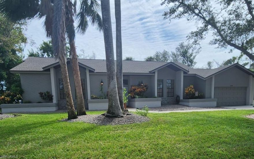 One of the most desired Communities, off McGregor Blvd, in the 33908 Zip Code.  Located Minutes to our Beaches and Causeway. 3/2, Cozy One Level, Lake Front Home with lush Landscape. Open Dining/Great Room with Vaulted Ceilings. Updated Eat In Kitchen with Country French Feel and Large Pantry, Stainless Appliances. Overlooks the Beautiful Back Yard Deck and Lake Front Visible from All Near Floor to Ceiling Back Windows and Doors. Oversized Laundry Room allows for Extra Storage, Utility Sink, and Front Load newer Washer/Dryer. Wet Bar Option in the Great Room with Fireplace, Nice sized Bedrooms, Master Bath offers Oversized Shower, Dual Sinks, WalkIn Closet.  House is impeccably maintained. Roof 2023, A/C 2024. New Garage Entry Door, Updated Fans/Lighting. 2 Car Garage and Roomy Driveway. Furnishings are Negotiable. McGregor Woods has Community Pool, Tennis, and Small Clubhouse.  Minimal water in entry/garage only, from Ian, completely remediated.