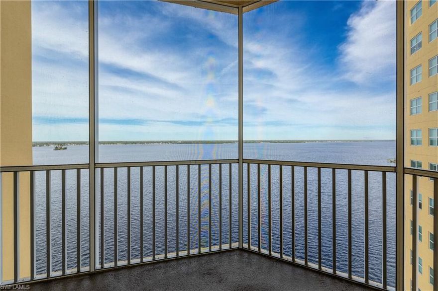 Experience refined waterfront living in this beautifully maintained riverfront condominium offering views of the Caloosahatchee River. 
Arrive via your private elevator, which opens directly into a private foyer, setting the tone for effortless luxury. Inside, the thoughtfully designed open floor plan allows natural light and water views to flow through the main living areas, creating an inviting space ideal for both everyday living and entertaining.
The kitchen is both functional and stylish, featuring granite countertops, stainless steel appliances and provides the the openness that makes your guests feel right at home.
The living and dining areas seamlessly connect to the private screened lanai, where you can relax and watch dolphins, manatees, and yachts glide by on the Inter-coastal waterway This indoor-outdoor living space is perfect for morning coffee, evening cocktails, or simply soaking in the tranquil waterfront setting.
The primary suite offers a peaceful retreat with river views and a well-appointed en-suite bath, while the guest bedroom and bath provide comfort and privacy for visitors. 
Enjoy true peace-of-mind ownership with a financially sound community featuring fully funded reserves, a completed Structural Integrity Reserve Study, and no special assessments. Residents enjoy resort-style amenities and a prime waterfront location close to downtown dining, shopping, and cultural events. Amenities include: heated infinity edged pool and spa, tennis and pickleball, fitness room, theater, library, party room, gas grills and community park.
Whether you’re seeking a full-time residence, seasonal retreat, or investment in a well-managed waterfront community, this exceptional condo offers a lifestyle defined by views, value, and ease.