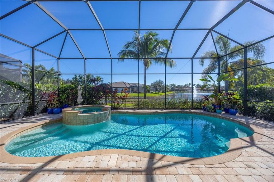 Located within the private, guard-gated natural gas community of Lakoya at Lely Resort, this upgraded Tivoli III residence combines contemporary comfort with the resort lifestyle that defines Naples living. Built in 2015 and offered turnkey furnished, the home sits on a spacious pie-shaped lot featuring privacy hedges and a long southern lake view—among the most desirable in Lakoya.  The three-bedroom plus den, three-bath floor plan is designed for seamless indoor-outdoor living, with large format tile laid on the diagonal, upgraded lighting and ceiling fans, and impact-resistant windows and doors throughout. The gourmet white kitchen features stainless steel GE appliances, quartz countertops, and a custom backsplash, while the oversized two-car garage provides ample storage.
Ownership includes membership in the Players Club and Spa, offering resort-style pools with waterfalls and a kids’ area, a fitness/wellness center, tennis and pickleball facilities, a full-service spa, and multiple dining venues including a tiki bar and restaurant. Lely Resort is also home to three championship 18-hole golf courses and is conveniently located near downtown Naples’ 5th Avenue South, 3rd Street South, and the Gulf’s white-sand beaches.  This home presents an exceptional opportunity to enjoy refined living in one of Naples’ most sought-after communities.