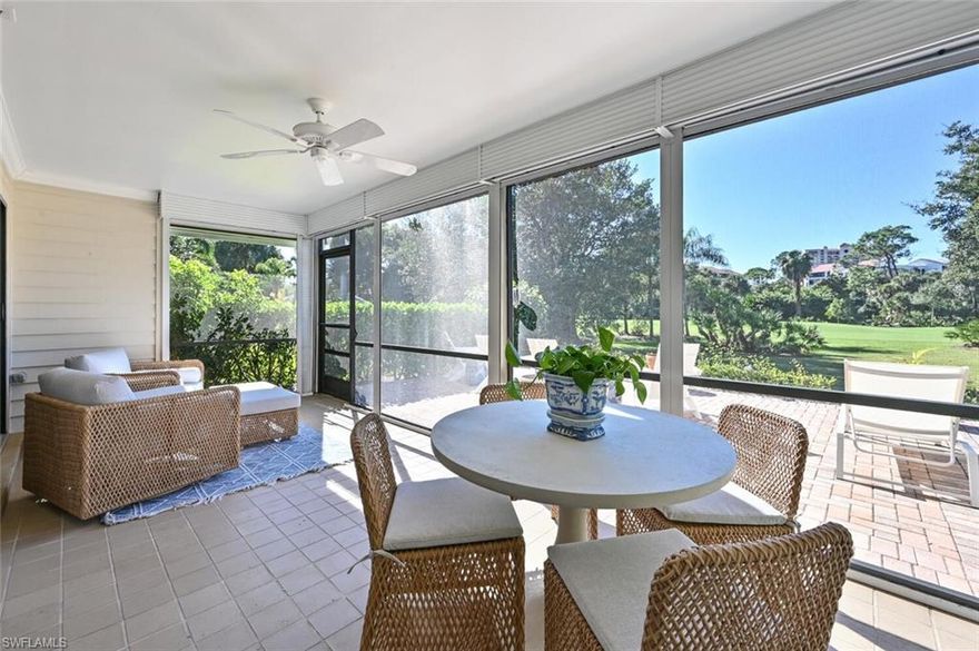 Available Annually ($6,000/month) and Seasonally ($12,000/m). The Villas at Pelican Bay offer an exceptional lifestyle in the heart of the prestigious Pelican Bay community, perfectly situated along the 9th fairway. This beautifully updated villa boasts 2 spacious bedrooms, 2 bathrooms, and a 2-car attached garage—everything you need for your dream home in paradise. The primary suite includes a luxurious king-sized bed, two generous closets, a relaxing soaking tub, and a separate walk-in shower. The guest bedroom features twin beds and an adjacent full bathroom with a shower. The stylishly modernized kitchen is a chef’s delight, complete with a cozy breakfast nook and a built-in workspace. Take in breathtaking golf course views from the serene screened-in porch or unwind on the expansive open-air patio. Residents enjoy access to a private community pool, and the nearby Pelican Bay Tram Station ensures effortless access to all the amenities. Indulge in Pelican Bay’s exclusive offerings—private beaches with chair and umbrella service, a state-of-the-art fitness center, beachfront dining, a world-class tennis program, and miles of scenic walking and biking paths. Just minutes away, you’ll find the upscale shopping and dining experiences of Waterside Shops and Mercato, along with top-tier performances at the Artis–Naples Philharmonic Center. Live exceptionally in The Villas at Pelican Bay!