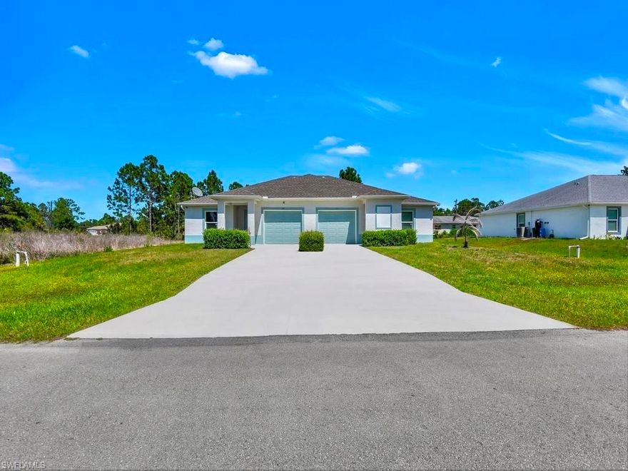 Welcome to this magnificent 2023-built 6-bedroom, 4-bath multi-family home, nestled on a quiet street just minutes from Fort Myers and all major amenities. These highly desirable floor plans feature wood-plank tile flooring throughout, impact-resistant windows and doors, and open great rooms anchored by a QUARTZ breakfast bar, soft-close shaker cabinetry, and a pantry. The kitchens are complete with stainless steel appliances and recessed & pendant lighting. Bathrooms showcase impressively tiled walk-in showers, awarding vanities, custom mirrors, and modern recessed lighting. Additional highlights include walk-in closets, window treatments, and unique front foyers. This property is move-in ready and ideal for investors seeking strong rental income or owner-occupants looking to live in one unit while renting the other. A prime opportunity—schedule your private showing today.