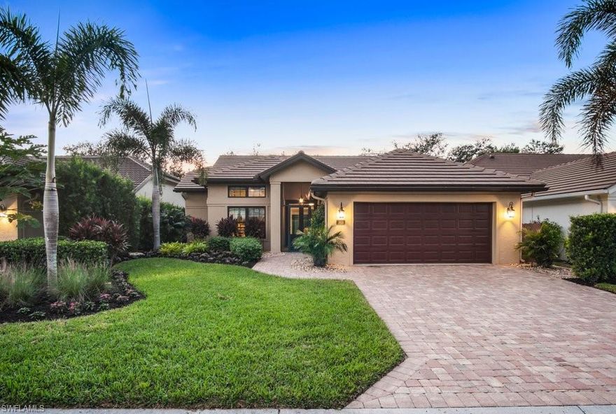 Located in the highly desired Monterey neighborhood, you won't believe how many custom updates have been done to this home - over $250K! Renovated in 2019, the master bedroom was extended out adding almost 100 sq/ft for a full built-in closet cabinet. Master bath updated with tile shower, closet with custom cabinets, laundry chute, safe bolted to the floor, walk-in closet. Living room has Cornerstone custom built-in entertainment center, Sub-Zero beverage fridge. Kitchen has custom Cornerstone floor-to-ceiling cabinets, additional pantry cabinet, Sub-Zero fridge, Bosch dishwasher. Laundry room has storage, large sink. Custom window shades throughout. Oversized sliders lead out to the perfect oasis - lanai & salt water pool/spa with shell stone patio enclosed by a private 5' fence covered with jasmine and clusia shrubbery. Surround sound throughout including outdoor speakers. 2-car garage has epoxy flooring, custom cabinets, 220v charging station, new Daikin AC unit. Attic has new stairs, flooring, storage cabinets. Other updates include irrigation handled by new private well, new electric sub panel, updated plumbing, water filtration system, security system, lighted landscaping.