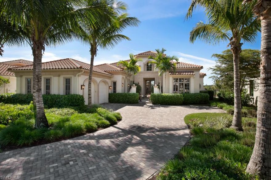 A former Gulfshore model, this lakefront estate home is beautifully and professionally decorated and furnished. The interior boasts extraordinary features and attention to detail, including a gourmet kitchen with custom cabinetry, stainless steel Wolf Gas Cook-Top & venting hood, wall oven, Asko dishwasher, Sub Zero refrigerator, and walk-in pantry. There is a large family room ideal for entertaining, custom cabinetry and crown molding throughout, plantation shutters, fantastic wet bar, and central vac! The home is located on a quiet cul-de-sac with unsurpassed privacy and expansive lake views with rear southern exposure. The spectacular outdoor living space offers a screened entertaining area as well as an open pool and spa with natural gas heater and Smart Control system. The outdoor kitchen features a Wolf grill/hood and Sub Zero refrigerator. There's also a convenient pool bath, dock, and beautiful landscaping all around the outdoor space. The home is protected with impact resistant windows and doors and security cameras. Located on the private peninsula of the #1 community in the US, Miromar Lakes, this former model is ready for its new owners!