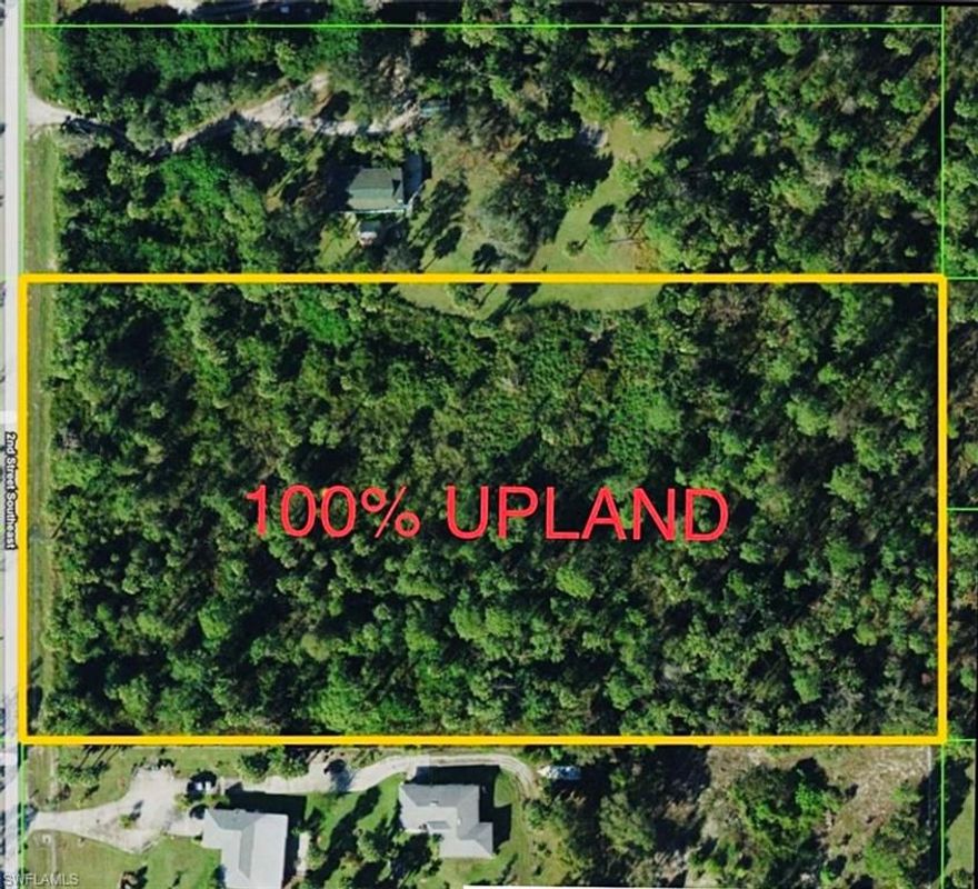 Beautiful 5 acre fully Upland lot in a highly desirable area of Golden Gate Estates. Lot has an ideal location just one street past Wilson and easy access to new Vanderbilt Beach Road Extension. Buildable uplands, build your dream home in your own secluded, private piece of paradise. Close to shopping, parks and schools. Short drive to beautiful Gulf Coast Beaches, Downtown Naples and SWFL International Airport.