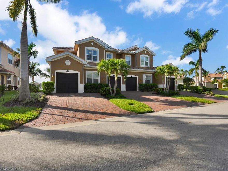 Fantastic SWFL location! Situated in the highly desired Estero area, this lakefront second floor end unit offers an ideal layout for seasonal or annual Florida living. Gently lived in home and updated in 2023 w/ BRAND NEW A/C, brand new hot water heater, and brand new screens on lanai. In 2022 the updates include- all new appliances, freshly painted interior, custom closet system in master bedroom & one guest room, new high-end light fixtures, new touchless kitchen faucet, and custom contemporary designed hurricane impact glass insert in front door. Not only does this home have one of the best/peaceful lake views from the rear, it also faces a large preserve in the front... plus it is just a short walk or bike ride to the lakefront community center w/ pool, fitness center, community room w/ full kitchen, & more! The home is offered Partially Furnished and features an open concept living design, split bedroom floor plan, screened rear lanai, extended 1-car garage & a 2-car wide driveway. Convenient location- close to airport, easy access to I-75, short drive to beach & public golf courses, and surrounded by tons of shopping/dining options.