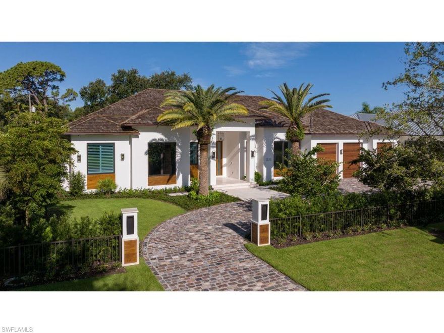 Exceptional newly-built opportunity thoughtfully designed by Kukk Architecture & Design, P.A. with highly sought after western exposure. The residence was conceived and built with extraordinary attention to detail and sophisticated finishes including French Oak, Mahogany, Teak and Travertine marble. Particular attention was paid to the primary rooms optimizing natural light and elevating indoor/outdoor living and entertaining. The well appointed kitchen and butler’s pantry feature bespoke cabinetry, elegant stonework and well arranged exceptional appliances. Five private bedroom retreats. Notable functional attributes such as large utility room equipped with double washer/dryer configuration, outdoor kitchen, three garage spaces, and a generator. Custom landscaping featuring rare Date Palms and antique granite cobblestone driveway. Located in Coquina Sands, a neighborhood coveted for its close proximity to some of Naples’ most beautiful beaches, gorgeous tree-lined streets, and convenient access to all areas of the City of Naples.