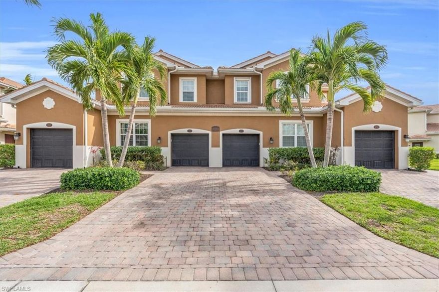 Peaceful and private, this 1st floor end unit coach home lives large! There’s plenty of room for family life and entertaining with 2 bedrooms PLUS Den, 2 bathrooms, high ceilings, tall windows and fabulous open concept floor plan. The large kitchen opens to the living area and offers granite counter tops, stainless steel appliances, 42-inch cabinets, separate island with breakfast bar and a separate dining area. Enjoy a cup of coffee on the screened lanai all while listening to the sounds of nature and appreciating the lake view. This has all the features you want, tile floors, LVT in the bedrooms, garage, spacious bedrooms, neutral finishes and a terrific view. Perfectly located in the gated community of Creekside Preserve with resort-style amenities such as a Clubhouse, heated pool and fitness center. West of 41 and centrally located to restaurants, RSW, shopping, dining and world class beaches.