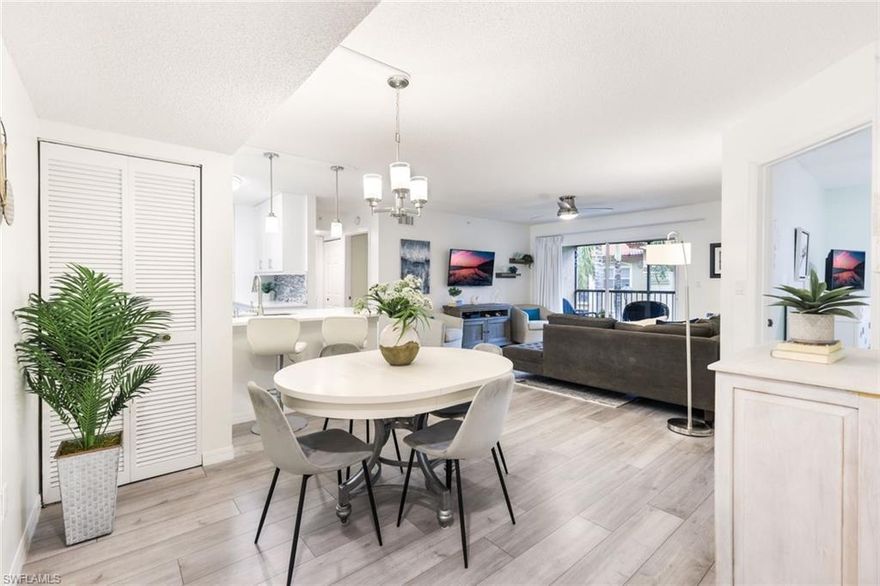 Welcome to your dream retreat in the heart of Bonita Springs! This stunning second-floor residence in the desirable San Mirage community offers a perfect blend of modern comfort and Florida charm. With 2 spacious bedrooms and 2 beautifully updated bathrooms, this home is ideal for both relaxation and entertaining. Step inside to discover a completely modernized interior, featuring a stylish open layout and abundant natural light. The living area flows seamlessly into the dining space, making it perfect for gatherings. The updated kitchen boasts contemporary finishes and appliances with brand new refrigerator, ready for your culinary adventures. OFFERED FURNISHED, allowing you to move in effortlessly and start enjoying the Florida lifestyle right away. Enjoy peace of mind with a new air conditioning unit and a water heater that’s only 4 years old. Outside, you’ll find 1- assigned parking spots—providing convenience and protection from the elements. San Mirage is conveniently located in Bonita Springs close to Barefoot Beach, Lovers Key, Coconut Point, shopping, dining & more! This gated community has LOW HOA Fees, fabulous community center with a saltwater heated resort pool & spa, cabana, tennis court, exercise room, car wash area & grill areas. Move in ready! A great investment opportunity, paradise getaway or great place to call home. Don’t miss the opportunity to own this exceptional property—schedule your private showing today and experience all that Bonita Springs has to offer!