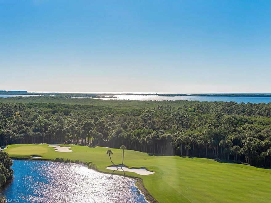 C3918 -This stunning 9th floor view is sure to impress with its welcoming foyer and open concept living room / dining room. A full 3 beds and 3 baths.  Fully furnished. The spacious balcony is perfect for enjoying the panoramic view of the Estero Bay and Gulf of Mexico! The open concept kitchen features a breakfast bar. Come to The Bay Club in the morning to enjoy coffee, bagels and Wifi while taking in the natural beauty of the wildlife. Navona at The Colony residents enjoy a private beach park, which is accessed on the 1/2 hour, canoe/kayak parks, sailing club, pickle ball, tennis and much more! to the living room. The master suite has access to the western facing lanai, offering a peaceful place to relax or read while overlooking the water. Navona offers a rich assortment of amenities including a pool, spa, fitness center, guest suites and a full time manager and front desk attendant. This 2 bedroom plus den, 3 full bath high-rise is nicely furnished and well taken care of. Walk or bike ride to the waterfront restaurant, the Bay Club.