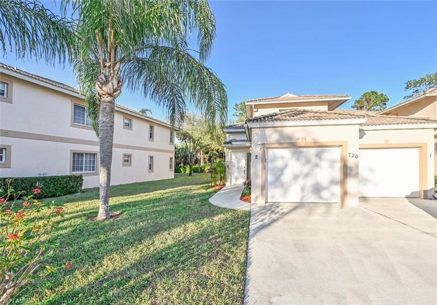 Rare opportunity - Beautifully appointed and meticulously cared for 3 bedroom Sapphire Lakes residence in spectacular Naples location. Recent renovations include upgraded appliances including washer, dryer (Brand new 2021), air handler, water heater, stainless steel appliances and granite counter tops in kitchen. Fresh paint and new carpeting throughout and updated master shower.  All kitchen and master bath cabinets to be refaced in the upcoming weeks (7k value)!  Enjoy peaceful preserve views from the balcony. This unit has a unique extra long driveway off the garage; great for having guests.  Sapphire Lakes is a highly desirable gated community that features exceptional amenities including tennis, 4 pools, bocce ball courts, and walking & biking trails. All with LOW HOA FEES , conveniently close to shopping, dining, and just a quick trip to the glorious beaches of Naples and 5th Avenue South.