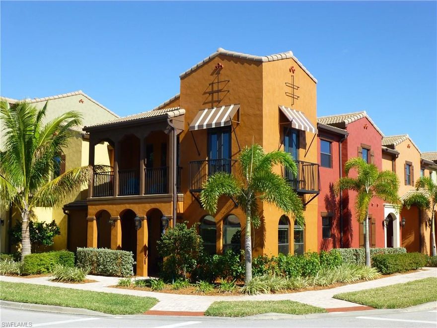 No Stairs...No Carpet! Light and bright 2 bedroom, 2 bath corner unit,  Some of the upgrades include Cherry Cabinets, Granite Counters, Stainless Steel Appliances, Tile on the Diagonal, Prewire Security Alarm, Soft Close cabinets, Screened Lanai and a private car garage. Enjoy single level living in this San Fernando Flat on the Quad. The advantage of Quad living is the convenience of walking out of the back of your home to enjoy the lush and tropically landscaped private pool area that is exclusive to the 40 owners in this Quad. The Village Center's outstanding amenities include an English Pub, Bistro, Ice Cream Parlor, Internet Cafe, Resort Style Pool, Fitness Center, 90 seat Movie Theater, Cozy Library and Computer Lab, Basketball, Bocce Ball, and Tennis. Live the Ole' Lifestyle.