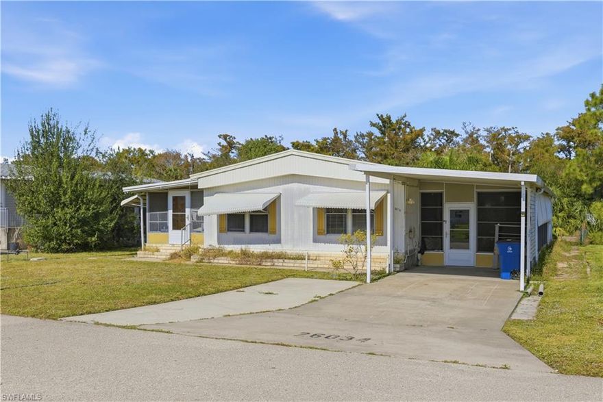 This home in Imperial Harbor - an over 55 Deed Restricted community presents and excellent opportunity for a buyer seeking a DIY//construction project.  The property is being sold AS IS, and offers significant potential for the right buyer with vision and some renovation skills.  Some improvements have already been started, but not completed, including wall removal to open up the living space, installation of an island in the kitchen, a newly tiled shower in the master and a walk in shower in the guest bathroom.  The project was unfortunately left unfinished due the passing of the owner, leaving the home as a true blank canvas for its next chapter. The home provides a private back yard with a fully intact seawall along the creek, offering the opportunity to create a beautiful back deck - ideal for relaxing, entertaining, or enjoying outdoor barbecues in a peaceful setting.  While the flooring throughout the home will need to be redone and leveled, the structure provides a strong foundation for renovation.  With thoughtful updates and completion of the existing plans, this property has the potential to increase in value substantially.  In good finished condition, comparable homes may support values significantly higher.    Built in 1979, this home offers a rare chance to create a customized home at an attractive entry price.  A buyer capable of completing the work themselves could transform this property into a comfortable and private full time home or snow bird hideaway.  Just a couple of miles from downtown Bonita Springs, 7 miles from the beach and just 12 miles from Fort Myers airport.