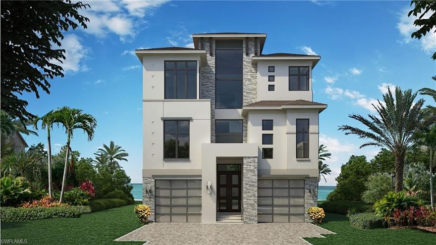 Direct Beachfront New Construction by the highly regarded Windover Development. Exceptional open floor plan with fully pocketing sliders to the beachfront entertainment deck with infinity edge pool & spa, outdoor kitchen with gas grill, fireplace & pool bath: seamless indoor/outdoor beachfront living. No details overlooked from the Gulf view chef’s kitchen, stone counters & wet bar, to the hardwood floors & beamed ceilings, to the Lutron smart lighting/Creston smart home automation. Offered fully furnished & stunningly decorated by award winning Freestyle Interiors. This 5,700+ sq ft estate includes 2 VIP suites, garage for 4 cars & private elevator. Built to the most current & stringent codes with concrete block construction, Andersen storm rated impact windows, motorized screens + storm shutters & aluminum snap-clad metal roof system. Perfectly located minutes to Mercato & North Naples’ amenities, this state-of-the-art beachfront masterpiece boasts only the finest features, finishes & décor, with the Gulf of Mexico as the backdrop. Inside & out—a showcase of visionary design.