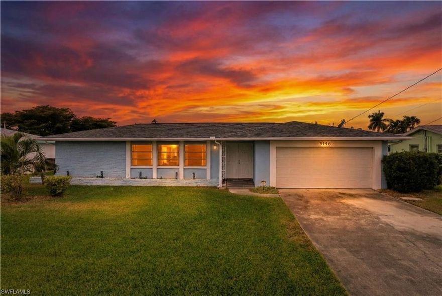 NEVER FLOODED — a rare and valuable Gulf access home in the highly desirable Yacht Club area of Cape Coral. This Gulf access waterfront home offers exceptional value, with major upgrades already completed, including a 2021 roof, updated plumbing, solar panels for a reduced electric bill, luxury vinyl flooring, and an updated kitchen and bathrooms.

Located just minutes from open water with one turn and one bridge offering approximately 8’6” of clearance, this home is ideal for boating enthusiasts. The property features a private dock and a 10,000 lb boat lift with new hoist cables, new electric, and conduit with a service plug, perfect for a cabin cruiser or center console. Inside, you’ll find a spacious split floor plan with 4 bedrooms and 2 bathrooms, plus an additional full bathroom in the garage, ideal after a day on the water. The primary bedroom includes a walk-in closet, and the home also offers a huge pantry, providing exceptional storage. Step outside to a brand-new lanai overlooking a fully fenced backyard with plenty of room to add a pool. Conveniently located near shopping, dining, the Yacht Club, beaches, and quick Gulf access, this property represents the best of Florida Gulf access living in Cape Coral. Homes like this rarely come available