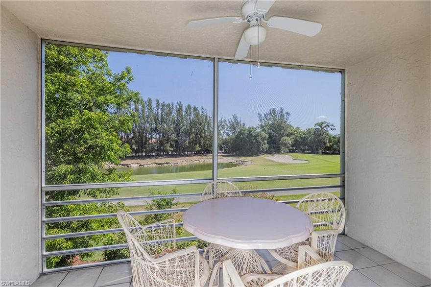 Golf course view in a great Naples location.  2 bedroom, 2 bath on the 3rd floor.  Walking distance to the shops and retaurants and approximately a 10 min drive to the beach.  Community pool with outdoor kitchen and bar.  Clubhouse for get togethers.  Great area for biking, running and walking.