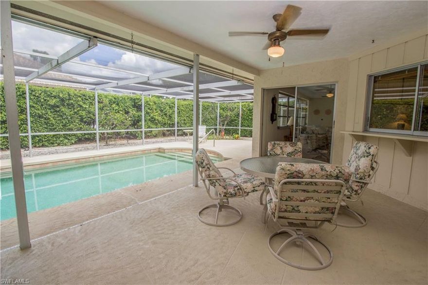 This single family home is located on a large corner lot in the heart of Marco island. It’s close to the Island Country club and so offers you peace and relaxation away from the traffic noise often found around many parts of the island. The house opens up to a spacious living area that looks out to the pool. There is also a formal dining area next to the kitchen, which looks out to a large family room and informal dining area. The master bedroom and bathroom is split from the two separate guest bedrooms and guest bathroom, which is also accessible from the outside pool area too. The in ground pool is a nice size and still leaves you plenty of room to enjoy the Florida lifestyle, whether you wish to sunbath, BBQ or dine alfresco on your lanai. The A/C and compressor units have been replaced within the last 2 months, so you can be sure of keeping cool too.