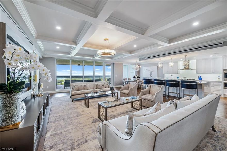 Step into elevated coastal living in this beautifully decorated 4-bedroom, 4-bath residence in the prestigious Tower 100 at Kalea Bay. Positioned on a high floor with sweeping views in every direction, Residence 1904 captures the essence of luxury resort living—offering unobstructed Gulf and marina views, peaceful golf course views to the east, and one of the largest lanais in the community, spanning over 600 square feet.
Full wall of fixed glass in the main living area that floods the home with natural light while perfectly framing the coastal horizon. French door opens onto the expansive lanai, creating a seamless flow between indoor comfort and outdoor serenity. The primary bedroom includes large sliders for private access to the lanai and direct views of the Gulf, making every morning feel like a retreat.
The open-concept layout is anchored by a stylish great room, coastal-inspired furnishings, and a designer-appointed kitchen with Sub-Zero and Wolf appliances, a waterfall-edge island, and all the essentials for effortless entertaining. Every detail reflects comfort and quality.
With four spacious bedrooms, including three en suite guest suites, this home offers exceptional flexibility for families and guests. Each bedroom is thoughtfully furnished with high-end linens, ample closet space, and coastal decor that blends luxury with warmth.
As a resident guest of Kalea Bay, you’ll enjoy full access to Naples’ most acclaimed rooftop amenities, including an infinity-edge pool with sunset views, a state-of-the-art fitness and wellness center, adult-only and family pools, poolside dining, and tennis and pickleball courts—all within a private, gated setting just minutes from white-sand beaches.
Whether you're here for the season or a month-long escape, Residence 1904 offers the rare combination of sophistication, comfort, and panoramic beauty that defines Naples’ luxury lifestyle.
Inquire for seasonal availability and monthly rates through Luxe Naples Real Estate.