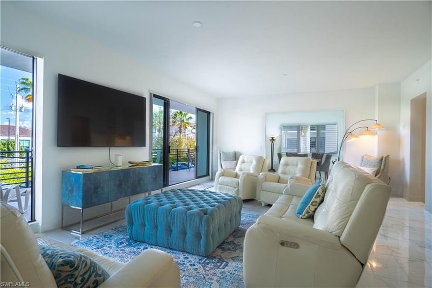 Desirable Corner-Unit Destin Floor Plan includes 2 assigned parking spaces. LAST Destin Floor Plan remaining! Downtown Old Naples Location within walking distance of 5th Avenue! The Third and Final Phase consists of 72 residences. 10' ceilings (except where dropped), 8' solid-core doors and impact resistant sliders. Thermador Appliance Package. Gas cooktop, stainless steel hood, under counter wine chiller, large working kitchen island. Contemporary cabinetry with soft-close doors and drawers. 42” uppers. Large open-air terraces and Outdoor Kitchen. Amenities: 90' lap pool with beach entry, cabana bar with 4 TVs and bar island seating, gas grills, hammocks, Bocce ball court, life size chess set, billiards, Courtyard Park with putting green, yoga lawn and fenced dog park. Community also includes a social room with catering kitchen, fitness center with private massage rooms, game room, theater, 6 guest suites and Community Beach Shuttle. Secure, under building garage parking, bike racks and climate controlled storage. Don't miss out on this new community.