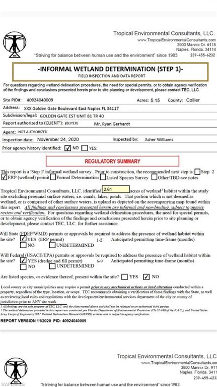 GOLDEN GATE ESTATES - Land