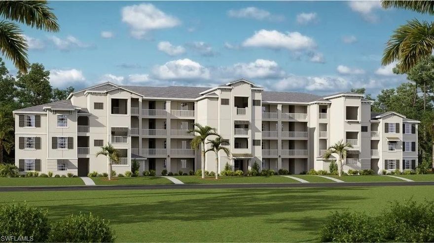 One or more photo(s) has been virtually staged, AI generated or rendered.  THIS CONDO IS READY FOR YOU NOW!! This cozy condo features a split floorplan with an open layout among the kitchen, dining room and living room, with sliding doors that extend to the lanai for outdoor activities. Next to the lanai is the luxe owner’s suite, while a secondary bedroom is near the foyer provides added privacy. Plus, the convenience of covered parking completes this easy, low-maintenance lifestyle. Welcome to paradise—where you’ll find championship golf, top-tier resort amenities and endless opportunities to play, relax and connect. Set in stunning Ave Maria, this gated community is thoughtfully designed for your next best chapter. Prices, dimensions and features may vary and are subject to change. Photos are for illustrative purposes only.