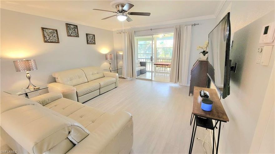 *This is a 55+ community, tenants must be 55 years old or older to live here.* This beautifully maintained end-unit 2-bedroom, 2-bath rental offers the perfect blend of comfort and convenience, located just moments from downtown 5th Avenue, restaurants, shopping, and Naples’ pristine beaches. Inside, you’ll find new flooring throughout the main living areas and bedrooms—no carpet here—along with elegant crown molding and two inviting sunrooms, one at the front and another off the guest bedroom, ideal for relaxing or entertaining. The master bedroom provides a restful retreat with its generous king bed and comfortable mattress. The guest room is furnished with a queen bed. Both bedrooms are furnished with dressers, closets, and plenty of storage space. This unit is close to the pool yet tucked away for privacy, and features the ease of an in-unit laundry so you can skip the common area. With thoughtful updates and a move-in-ready design, this retreat is ready to be enjoyed.