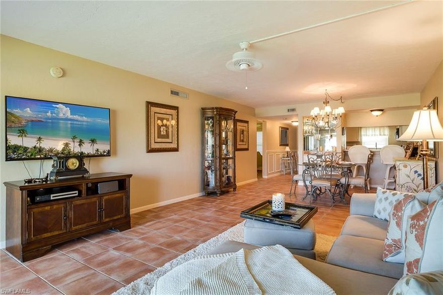 Looking to find a condo that is in move-in condition? You will find it here! Fountains III is a 55 plus community ideally located close to Naples beaches, Fifth Avenue, shopping, dining and more. This lovely unit has received many updates. The kitchen has been remodeled with redesigned thinking to make it more user-friendly. New stainless steel appliances include an LG smart technology dishwasher, stove, refrigerator with ice maker and microwave. The breakfast bar had been raised for more comfortable seating. In addition, the home has been freshly painted throughout. Master bath changes include new shower door, vanity and commode. Guest bathroom has a new vanity and commode. Enjoy the beautiful sunsets and cooler evenings from your living room with the pocket slider windows open or on your screened lanai. Full-time or seasonal resident, this is your opportunity to a piece of paradise!