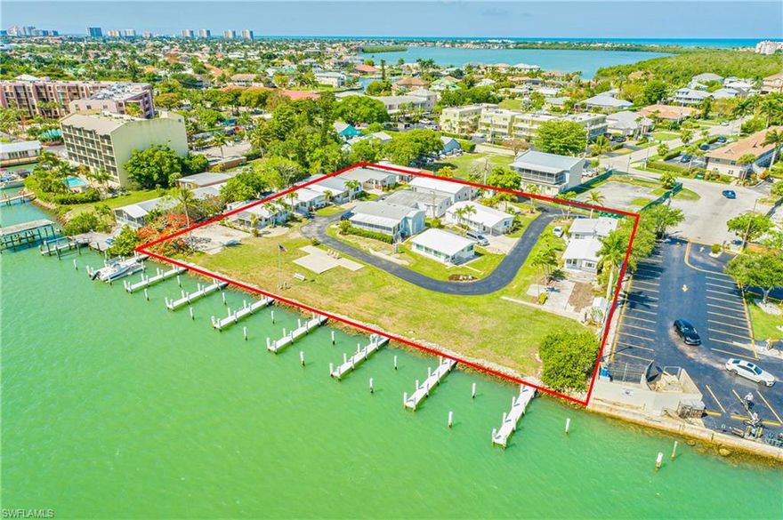 This lot listing is The Port Marco Mobile Home Park which currently consists of 16 lots with 16 direct access boat slips. The entire Park is for sale and all 16 lots must be purchased for a total of $16,000,000. LOTS WILL NOT BE SOLD INDIVIDUALLY. The 1.44+/- acre property is currently zoned C-5 and there are multiple opportunities to develop the property. A ''tiny home'' neighborhood is one idea that has been suggested, but there are certainly others. The views of the Marco River are epic and breathtaking, and opportunities like this are rare. The property is located directly next to the world famous Snook Inn Restaurant and there are multiple other eating, drinking, and shopping establishments close by. The current ownership is a CO-OP and it will require an ownership vote to approve any offers and/or sale. Therefore, all offers must contain a minimum of a 16-day period of offer. All offers must also contain a no cost Post Closing Occupancy agreement allowing any of the owners living on site a minimum of 60 days to vacate. Seller will not pay for documentary stamps or Title Insurance. Buyer will be responsible for removing any mobile homes left behind after the Post Closing Occupancy agreement has expired.