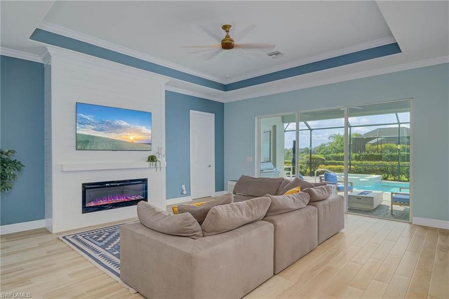 Located in Lake Timber at Babcock Ranch, a neighborhood that encompasses the true meaning of front porch living. This impeccably maintained 4-bedroom + den, 2-bath, 3-car garage residence offers a highly sought-after floorplan rarely available in this location.

The inviting front porch with a charming porch swing and double front doors sets the tone for relaxed, welcoming living. This home is truly what Florida living is all about. Inside, you’ll find a custom drop zone and a designer wood accent wall in the entryway, reflecting thoughtful upgrades throughout.

A standout improvement is the conversion of the formal dining room into a dedicated home office, providing a private and functional workspace ideal for today’s lifestyle, without sacrificing the home’s natural flow or entertaining areas.

The sellers have invested in meaningful upgrades, including a custom Murphy bed in the guest room for flexible use and a fully customized primary closet designed for organization and efficiency. Wood-look plank tile flooring throughout (no carpet) ensures durability and continuity, while the custom living room fireplace elevates the living space, adding warmth and architectural interest.

Florida living comes to life in the backyard, featuring a heated pool and spa, your own private oasis designed for year-round enjoyment, sunset swims, and effortless entertaining.

Just steps from the Lake Timber community pool, clubhouse, and playground, this home also enjoys the benefits of a fully golf-cart-friendly community, allowing residents to easily take their golf cart to the pool, dinner, Starbucks, the gym, Publix, the dog park, and nearby shopping including Marshalls and HomeGoods, making running everyday errands part of the lifestyle.

Residents also enjoy access to a growing lineup of new and popular destinations, including Ulta, Boujee Nail Bar, Babcock Aesthetic Lounge, Papa John’s, Panera, Five Guys, Oak and Iron and so much more. Fire, police, and EMS services are located on site, along with a newly opened urgent care facility. Looking ahead, the community continues to expand with exciting additions planned, including a YMCA and two Wawa gas stations, further enhancing convenience, safety, and long-term value.

Enjoy very low insurance premiums and the confidence of owning in an award-winning, forward-thinking community.

Homes offering this combination of location, layout, upgrades, and lifestyle are limited, schedule your private showing today.