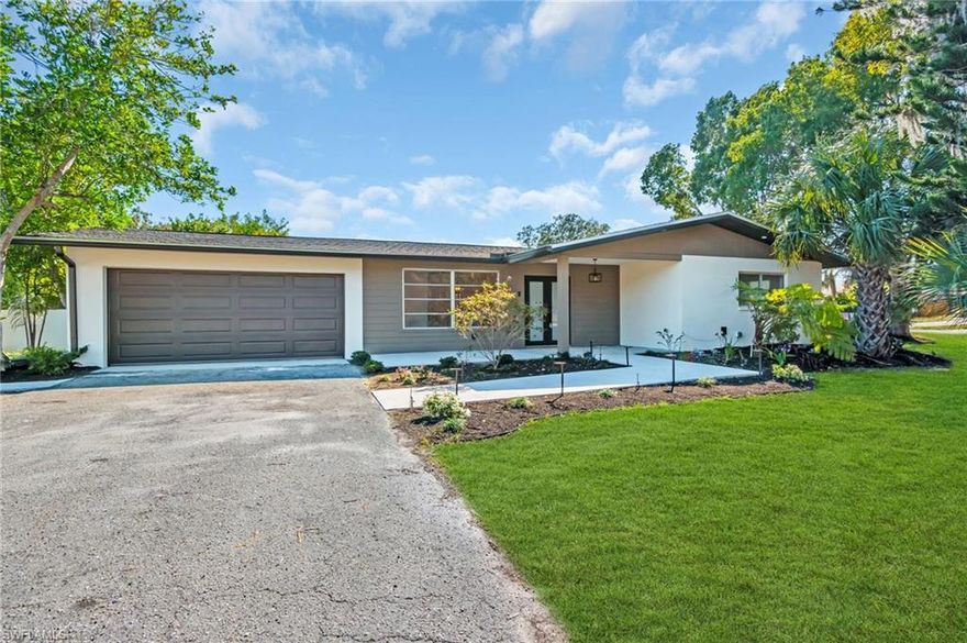 Gorgeous, spacious, remodeled from top-to-bottom transformation in this stunning 4-bedroom + Den/Bonus, 2-bath home on a sprawling corner lot in Fort Myers Shores. Reimagined for absolute peace of mind, this property underwent a full professional remediation where all drywall was replaced, and wood studs were meticulously treated or replaced. The grand double front entry leads into a showcase of luxury modern elegance, featuring seamless Italian porcelain tile floors accented by 5-inch premium wood baseboards throughout. A gourmet kitchen serves as the heart of the home, outfitted with solid wood cabinetry, quartz countertops, and a brand-new suite of LG appliances. Both bathrooms offer a spa-like retreat with European floating vanities, quartz counters, and showers with double shower heads.

Structural and mechanical upgrades provide total fortification, including a newer roof (2023), all-new soffits, and gutters. New AC and handler with all-new ductwork for superior air quality. New Water Heater, New hurricane-impact front entry and garage doors. Automatic garage openers. Epoxy Garage Floors. Outside, the property is a botanical oasis with exotic landscaping illuminated by custom low-voltage lighting. Irrigation for all your plant needs. Best of all, enjoy the boating lifestyle without the waterfront price tag, as a Gulf-access boat ramp is located right at the end of the road. With no HOA, premium finishes, and "better-than-new" infrastructure, this is the premier turn-key offering in the Shores. This is a must-see in-person home.