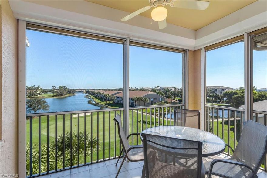 Beautiful Top Floor condo located in Heritage Palms Golf and Country Club. The Brookside unit features over 1200 sqft and has 2 bedrooms and 2 baths. The view of the lake and the green of the 16th hole of the Royal Golf course is Extraordinary.  This well maintained condo has electric storm shutters on every window so you are safe during storm season. All Appliances including a/c are covered under a Home Tech Service Agreement for 2018. This condo features fresh paint, crown molding, chair rails, custom mirror, custom draperies, beautiful décor and much more. It is being offered Turnkey so all it needs is you!  Heritage Palms offers a 36 hole championship bundled golf course, 8 har-tru tennis courts, clubhouse with award winning restaurant and club bar, resort style heated pool & hot tub, library, fitness center, tiki bar and Lodge and so much more. This Condo is a must see and wont last long! Call today to set up your showing