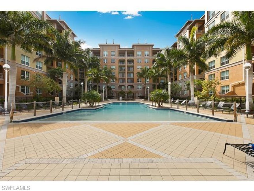 Ground floor, no stairs and no elevators.  TWO CAR GARAGE.  11' ceilings and Travertine - Marble floors through-out!  NEW AC 2014!!!  Alta Mar is located in the Famous RIVER DISTRICT of Down Town Fort Myers.  Right on the Caloosahatchee River where the Dolphins and Boaters play!  1 bed 1.5 bath with laundry room in condo.  View is Tropical and Partial Parking Lot.  Line your large lanai with Potted Palms trees for total privacy yet a.m. sun on lanai.  New security system inside and outside.  Camera's monitored.  Community is rated VERY safe by owners a returning Snowbirds.  Rentals are filled annual and seasonal with line ups waiting for an opening.