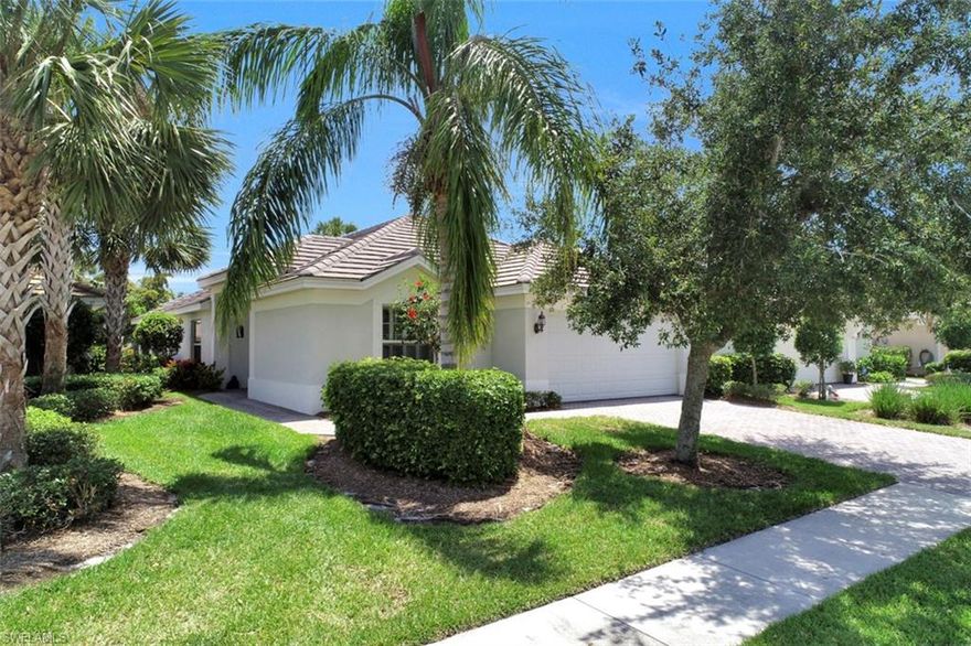 Get ready to live the Florida lifestyle in desired and secure community of "Sandoval". Open floorplan with living, dining and nook area, 3 bedrooms, 2 bath, 2 car garage, screened in lanai with beautiful lakeview. 3rd bedroom could also be used as a large den or office. Kitchen features stainless steel appliances and Corian countertops. Pavers on driveway and walkway. Come see all the amenities in Sandoval – resort style pool, fitness center, tennis, clubhouse, social activities, two dog parks and more. Included in your HOA fee is basic cable TV, high speed Internet, irrigation water and lawn care. Your new home is ready for you – don’t miss it!