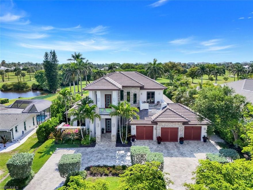 Welcome to your slice of paradise nestled on the prestigious Moorings Golf Course, where luxury living meets unparalleled natural beauty. This exquisite single-family home, perfectly positioned on the 15th green, offers an idyllic retreat for families and entertainers alike. Boasting 4 spacious bedrooms, a den, and 4 full bathrooms and 2 half elegant bathrooms, this residence is designed for comfort, style, and modern living. From the moment you step through the grand entrance, you will be captivated by the home's soaring vaulted and tray ceilings, elegantly adorned with crown molding that adds a touch of sophistication to every room. The expansive living area features gas fireplaces both indoors and on the outdoor patio, creating a cozy ambiance for family gatherings and intimate evenings under the stars. The heart of the home is the gourmet kitchen, a chef's dream, outfitted with top-of-the-line appliances including a Wolf double oven, Bosch dishwasher, and a Sub-Zero built-in refrigerator/freezer. Whether you're hosting a dinner party or preparing a weekday meal, the dual facets and mini bar refrigerator with ice maker make entertaining effortless. Adjacent to the kitchen is a spacious dining area that flows seamlessly into the living space, with recessed impact glass quad sliders that invite natural light and provide breathtaking views of the lush golf course and tranquil lake.  Retreat to your opulent master suite, a true sanctuary featuring blackout shades, his and hers walk-in closets, and a spa-like en-suite bathroom.  Each additional bedroom is generously sized, offering privacy and comfort for family members or guests.  Additional office area and another living room on 2nd floor. Step outside to your personal oasis: a beautifully landscaped backyard with a sparkling pool and spa, perfect for sun-soaked afternoons and sunset soirees. The outdoor fireplace and firepits provide the ideal setting for cozy gatherings, while the expansive second-story balcony treats you to sweeping views of the golf course and stunning sunsets, making every evening a picturesque experience. This property is equipped with modern conveniences including a dedicated laundry area on the first floor and washer / dryer hook up on the second floor, two tankless hot water heaters installed in 2022, new HVAC system in 2021, and new pool heat pump installed in 2025. The additional storage room ensures you have plenty of space for all your essentials. Safety and comfort are paramount, with recessed electric screens and shutters protecting your investment. As part of the Moorings community, you'll enjoy exclusive access to a private beach club, which has parking, restrooms, and offers the ultimate coastal lifestyle. Whether you're hitting the links, lounging by the beach, or enjoying the vibrant local dining and shopping scene, this location truly has it all. No HOA Fees - No rental restrictions - No pet restrictions - Investor friendly