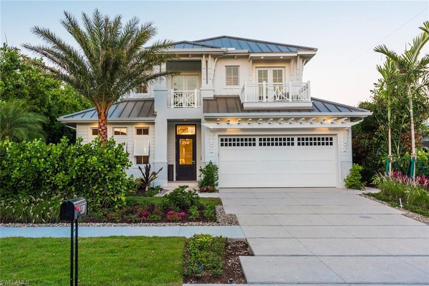 Live within one of the most desirable areas in all of Old Naples – just four blocks from the Gulf of Mexico beaches and from the city’s prestigious 5th Avenue South in downtown Naples.
Built by London Bay Homes and fully furnished by award-winning Romanza Interior Design, the Watlington offers a private study that can be converted into an additional bedroom, and a luxurious master suite with two spacious walk-in closets and its own private entrance to the custom pool and spa.
Pocket glass doors to the great room seamlessly blend the indoor and outdoor spaces, which include an outdoor living area, kitchen and fireplace.  The second floor offers a bonus room with a balcony, as well as three guest suites with private full baths and walk-in closets.