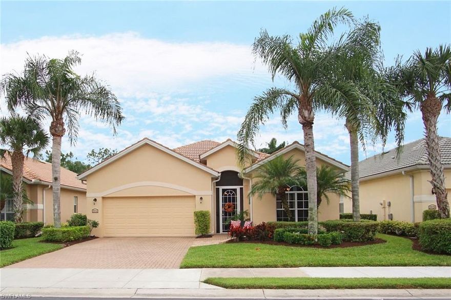 Welcome to Paradise in this beautiful home within the golf community of Cypress Woods Golf and Country Club. Immaculate and move in ready, this home features 2 bedrooms and a den with 2 baths with a pool that boasts a 4 foot EXTENDED lani!  Entertaining at it's finest!  Home offers screened entry, custom paint colors, diagonally set tile, neutral colors, crown molding and tray ceilings, upgraded lighting and ceiling fans, plantation shutters, raised panel wood cabinetry, granite, and tiled backsplash and stainless steel appliances. This home also features, French Doors, with an exquisitely  remodeled guest bathroom. The pool and spa view the golf course, and the tall palm trees with evening lights which are a special feature are not to be missed.  Spacious 2 car garage completes this picture featuring additional storage.  Hurricane protection and so much more!  Wonderful home at a wonderful value in beautiful Cypress Woods!!!!! Can be yours tomorrow - all to see today!