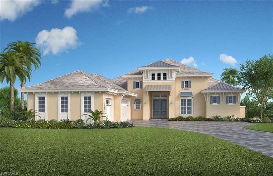Your last chance to buy a new Award Winning Cocoplum Floor Plan in the Isles of Collier Preserve!  This home is currently under construction and will offer a gas kitchen cooktop, outdoor kitchen and outdoor fireplace in nearly 1000 square feet of covered lanai outdoor living space. Custom pool/spa package with a long Southern exposure water view! Many options and upgrades. Walk to the Clubhouse! Nestled within a pristine natural setting, The Isles of Collier Preserve captures the timeless architecture of traditions of Old Naples. Over half of 2,400 acres are dedicated to lakes, nature preserves and natural habitat. Elegant homes overlook miles of scenic kayak and biking trails along the Cypress Waterway. The Isles Club-Classic Old Florida Clubhouse, Fitness Center, Resort-Style Pool, Tennis, Pickle Ball. Plus: Hiking & Biking Trails, Two Kayak Launches and 8 miles of Kayak, Paddle Board, Catch & Release Fishing. Come explore our nature trails and waterways! Overlook Bar & Grill is now open! (Exterior photo is a rendering of the Cocoplum Floor Plan Elevation.)