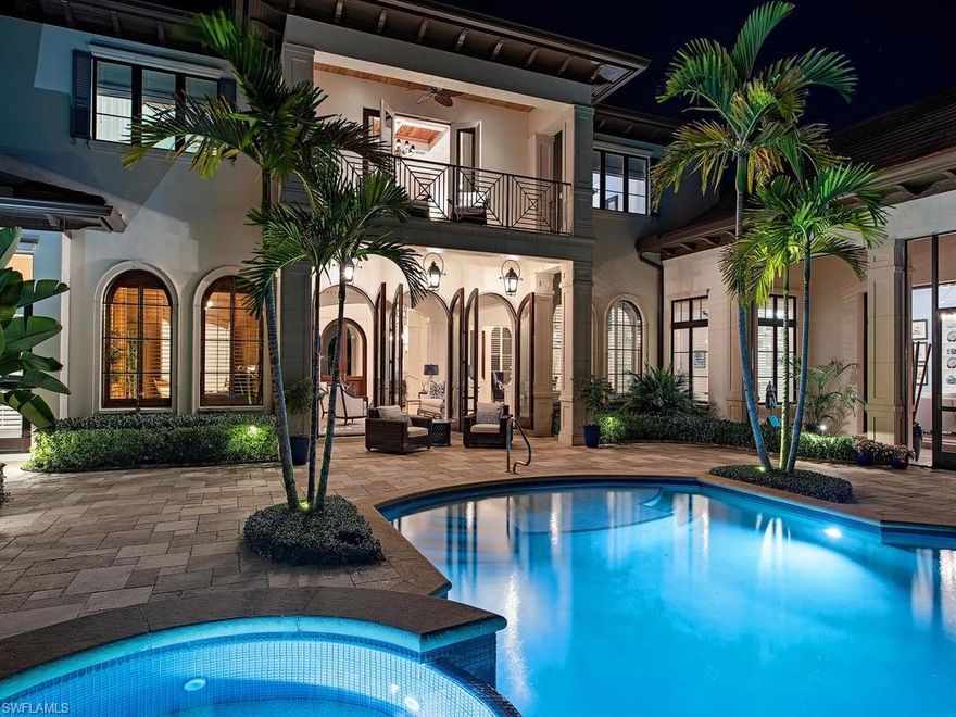 H.14625 - British West Indies Masterpiece -  This Grand Estate is situated on an over-sized corner lot with an expansive Southern exposure offering gorgeous lake and golf course views. Blending Georgian architecture from Britain and relaxed coastal elegance of the Caribbean, this home is perfectly suited to Southwest Florida living. Classic British West Indies architectural elements of symmetry, tall detailed ceilings, contrasting stained-wood casings and cabinetry, finely crafted mill-work,and gas-lit coach lamps are just a few of the outstanding features of this breathtaking estate home. For the discerning who appreciate excellence, classic style, confident understated beauty. 36 Holes of Arthur Hills designed Championship Golf, 100,000 sq ft Grand Clubhouse, new 12,000 sq ft Fitness Center,Tennis,Pickle ball,Bocce Ball,Basketball,World Class Spa and Salon,Fine,Casual and Private dining venues with Grand Ballroom,Wine Bar,outdoor Sports Bar and Cigar Terrace.Gorgeous grounds, estates and miles of walking trails.