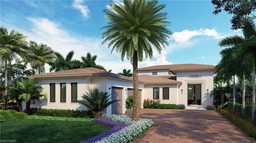 HOME IS CURRENTLY UNDER CONSTRUCTION WITH ANTICIPATED COMPLETION END OF 2022. Front elevation photo is a rendering only.  The Tortuga home, by London Bay, is nestled within the neighborhood of Lucarno, inspired by the charm and classic style of Europe's Mediterranean region. The home features breathtaking views of the lake and in walking distance to Mediterra's Italian Parterre Garden. The sleek, contemporary kitchen boasts designer cabinetry and appliances as well as an island breakfast bar. The open great room plan includes sliding glass doors that lead to a covered area equipped with outdoor kitchen, overlooking the picturesque custom pool and spa. The home's master suite features a luxurious bathroom with freestanding soaking tub, walk-in shower, dual vanities and an oversized walk-in closet. Including the three-car garage and outdoor living and dining areas, the Tortuga offers 4,817 total square feet. This home is being sold UNFURNISHED.