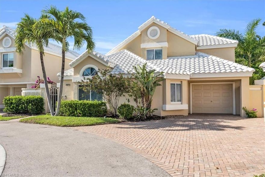 Welcome to your Bonita Springs Lakeside Paradise! This fully remodeled, 3 bedroom/2.5 bath with loft Villa boasts your own lanai, pool, jacuzzi, and Blackstone griddle. A private courtyard leads you into this stunning, open concept contemporary home with soaring ceilings providing a sun drenched tropical atmosphere. The kitchen has updated cabinets, counter tops, appliances, as well as a full sized washer and dryer closet. The primary suite is on the first floor complete with a walk-in closet, shower and jacuzzi tub. Next to the kitchen is a bedroom with a queen bed and a powder room. Upstairs is a loft with a queen bed, a bedroom with a walk-in closet, and a full bathroom. Carmel at Vanderbilt Lakes is a double gated community that’s only a four minute drive to Bonita Beach and 20 minutes to Ft. Meyers airport. Tons of shopping, restaurants, and entertainment including Coconut Point and the Mercado are only 12 minutes away. The villa includes a 1 car garage, beach chairs, toys, boogie boards, and 2 beach cruiser bicycles. .