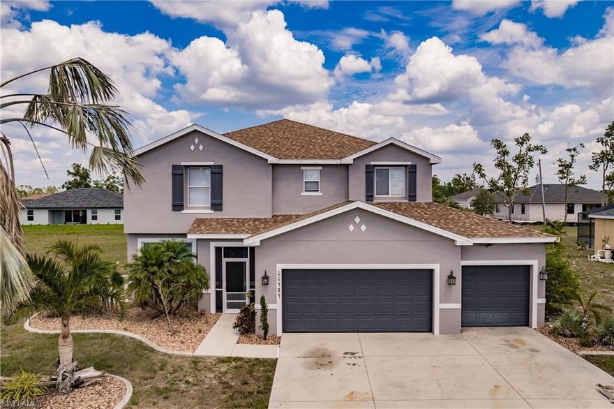 Welcome to this updated TWO-STORY home safely nestled on a cul-de-sac in the lovely community of Burnt Store Village. Beautiful and easy-to-maintain tile flooring goes throughout the main level along with crown molding as a finishing touch. Upon entering the large living room/dining room combination, you are gracefully led to the family room, kitchen, and dining area. This open-concept plan allows for abundant sources of natural light that highlight the cozy flow of the layout. The kitchen is adorned with elegance, including stainless steel appliances, a large walk-in pantry, and ample storage space in the 42' cabinets. Plenty of granite countertop space to easily hold 8 barstools. The main floor has energy-efficient double-pane vinyl windows, then UPSTAIRS you will find that the open floor plan continues with Pergo weathered flooring throughout. The master bedroom offers a very spacious design, along with large walk-in closets. The master bathroom features a large garden bathtub, a walk-in shower, and double vanity sinks. Burnt Store Village offers a Community Green Space and a Park area complete with a playground. This Deed Restricted.Schedule your showing TODAY !!