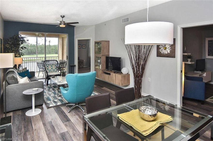 ***Major Price Reduction*** ONLY COLONADE MODEL AVAILABLE. Private end-unit, 2 bedrooms+Den, 2 bathroom, second floor condo with European-Modern décor and coastal influences. Situated with outstanding golf course views, this light and bright condo features over 1,408 square feet of living space. Latest style vinyl plank flooring in Living Areas and Den and new carpet in Bedrooms. Residence is Turnkey Furnished featuring remodeled kitchen and bathrooms, upgraded lighting fixtures and ceiling fans, freshly painted. Owners have invested over $30k in upgrades and furnishings to bring you this gorgeous custom residence in Cedar Hammock Golf & Country Club. Large private storage across from unit. Bundled Golf included. Cedar Hammock is a Financially Stable Community with a full array of Country Club Style Living amenities including a spectacular clubhouse, championship golf course, tennis courts, pools and excellent dining facilities.