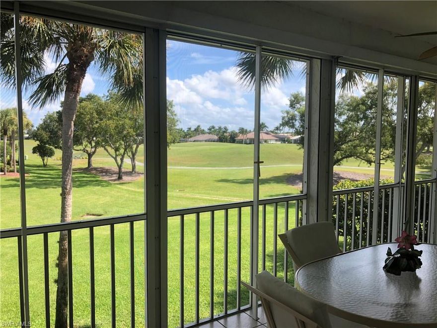 You will love this turn key condo with low low fee's in twelve oaks , a subdivision in Lely Resort. Twelve oaks is gated with a large community pool and tennis courts.  The view from this second floor unit is incredible. Enjoy the heavily landscaped , green Flamingo Gulf Course. 
The lanai is over sized for a condo in Naples. Since this unit is on a second floor , it feels  spacious due to higher than normal ceilings. The master bedroom is large and a full walk in closet makes this condo ideal.
Players Club and Spa membership is optional.   Location is perfect, with three championship golf courses near by as well as Publix, Fresh Market, Starbuck and restaurant row.  Old Naples and the beach is within 8 miles away.  Lely Resort is an award winning community. Time is right to buy this well priced condo with low fee's. Just bring your tooth brush, fully furnished with towels, sheets, kitchen items and all furnishings included. Ac and water heater less than 5 years old.