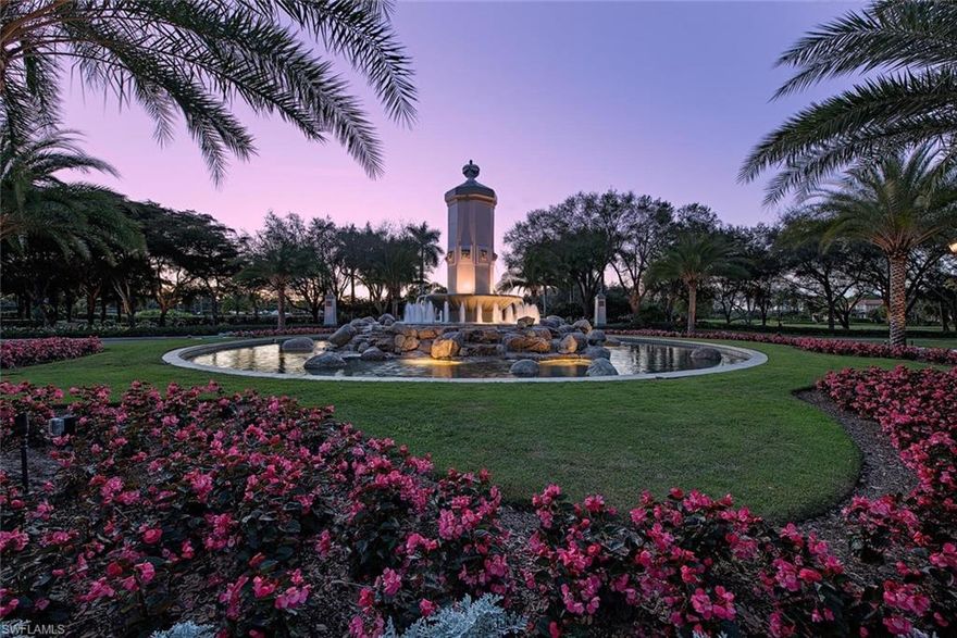 This home features an Great Room design in the highly desirable neighborhood of Cortile in Mediterra. Sliding glass doors lead from the Kitchen Nook and Great Room featuring the indoor-outdoor living sought after in Southwest Florida. Enjoy entertaining at the expansive covered outdoor spaces while watching the sun set over this lake and preserve view. Enjoy entertaining with a professional kitchen or grilling with the outdoor kitchen both featuring gas cooking.   Custom details include painted wood ceilings, wood floors, stone floors and a custom entertainment wall in the Great Room.  Additional features include an air-conditioned garage, wine room and more.  Located in the award winning community of Mediterra.