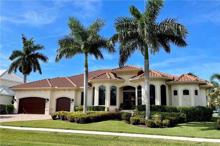 A fantastic opportunity to own a newer home in one of Marco Island's preferred areas, Tigertail Beach.  This amazing home was built by award-winning R.K. Reiman Construction, Inc. and features their usual attention to detail throughout.  It offers three bedrooms, three full baths, a half bath, and a den with 3230 square feet of living space.  Enjoy a large outdoor living area with gas heated saltwater pool and spa.  Three-car garage with plenty of storage.  Large kitchen with 48'' Thermador gas range.  Control 4 audio system, 22 kW Generac generator, epoxy garage floor, custom cabinetry, built-ins, security cameras, Outdoor Kitchen, Automatic hurricane shutters in the lanai, wet bar with wine fridge, and much more. New seawall with boat lift and dock equipped for a larger boat. This home is being sold fully furnished and ready to move in including a Yamaha Disklavier Piano.