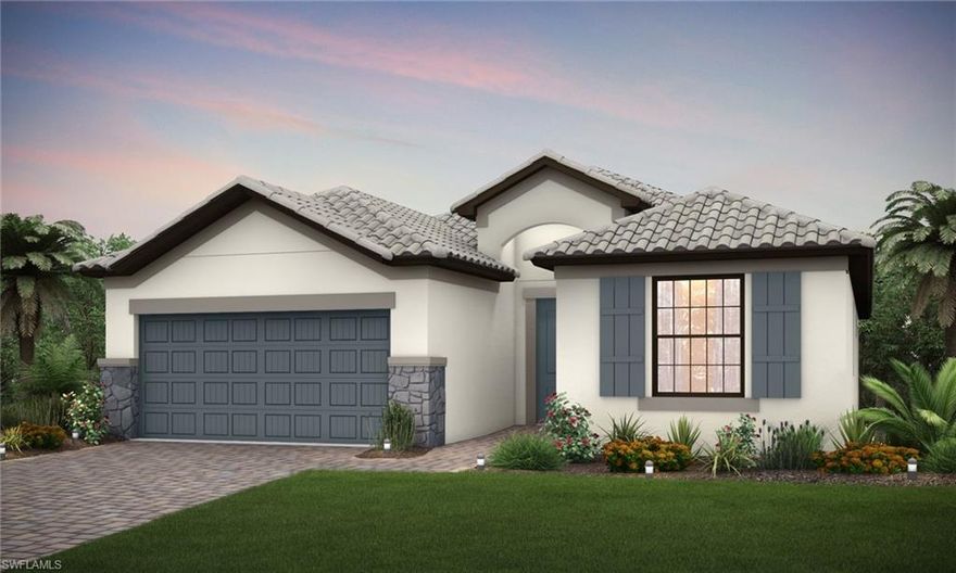 Special Financing available.  Contact a Sales Consultant for more information. NEW CONSTRUCTION MOVE-IN READY HOME! Well-appointed 3BD/2BA Summerwood plan with golf course views. Kitchen has stainless steel appliances with 42' upgraded, Quartz countertops throughout the home, upgraded carpet in the bedrooms and 21x21 porcelain tile on the diagonal throughout the rest of the home. Zero-corner slider opens the outdoor living space to an extended screened-in covered lanai. Room for a pool. Bundled golf, resort lifestyle community, 18-hole Davis Love III masterpiece course. The Country Club clubhouse features Caloosa Grille, bar, golf shop and men’s and women’s locker rooms with personal lockers. Lagoon-style resort swimming pool, 2 Bocce courts, 2 Har-Tru tennis courts, 4 Pickleball courts, On-site Activities Director. Photos are for illustration purposes only, options may vary.