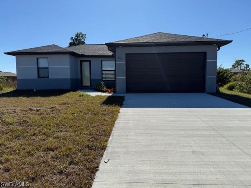 Brand-new 3-bedroom, 2-bath single-family home offering approximately 1,450 sq. ft. of modern living space. Built in 2025, this home features an open floor plan, contemporary finishes, and energy-efficient appliances designed for comfortable Florida living. The bright and spacious layout provides abundant natural light throughout.

Additional features include:  
New construction, never lived in
Modern kitchen with sleek cabinetry and energy-saving appliances
Lawn care is included in the rent
Water filtration and salt service are provided by the landlord
Pet-friendly—up to 2 small dogs or cats allowed

Located near schools, shopping, and major highways, this home offers convenience in a peaceful neighborhood with easy access to local amenities. Ideal for families or professionals seeking a fresh, modern rental in Lehigh Acres.